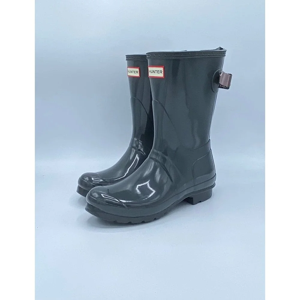 6W - [NEW] Women's Hunter Short Back Adjustable Gloss Rain‎ Boots WFS1013RGL